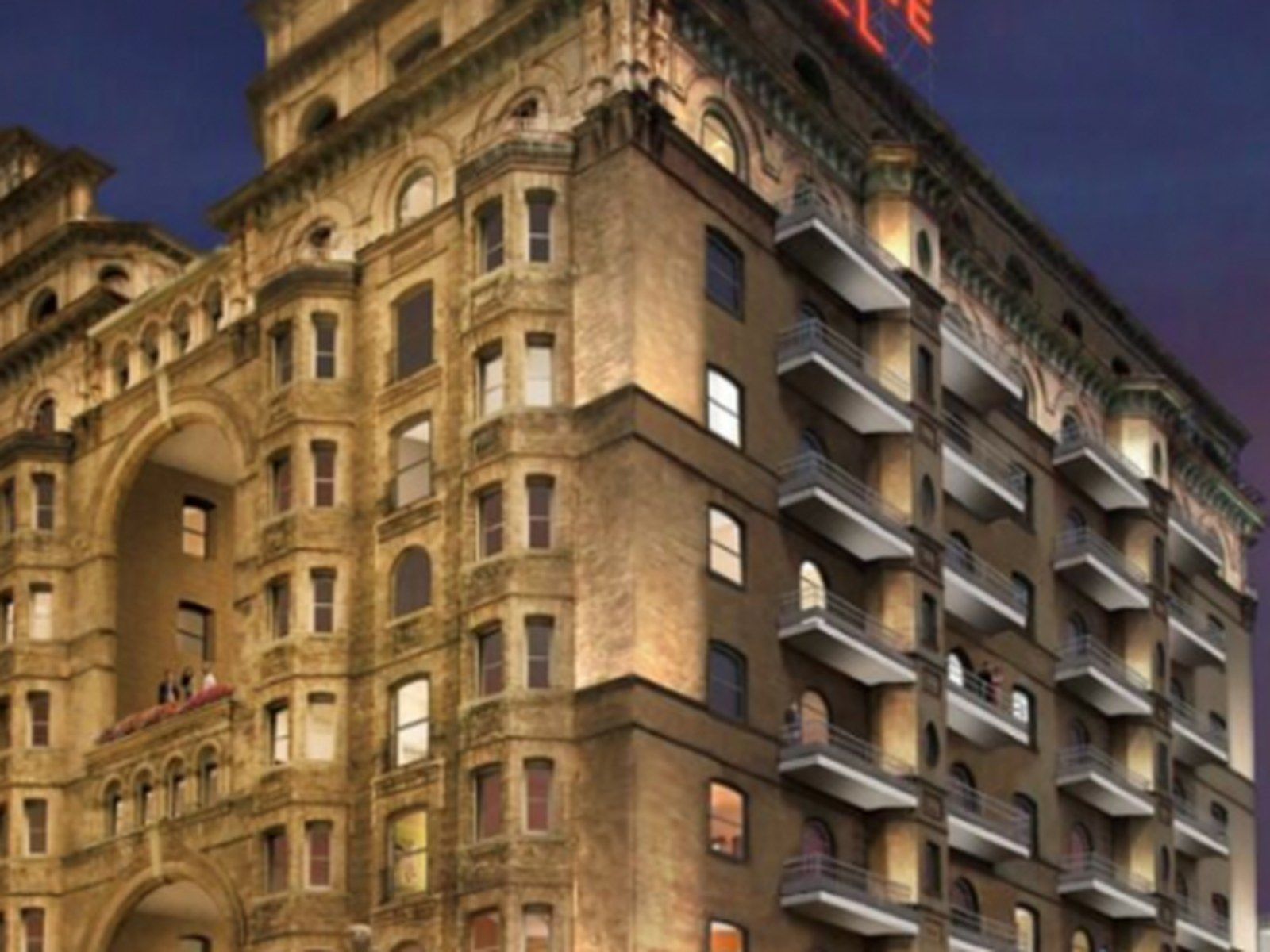 The Divine Lorraine in Philadelphia at dusk, an Ohmcomm project