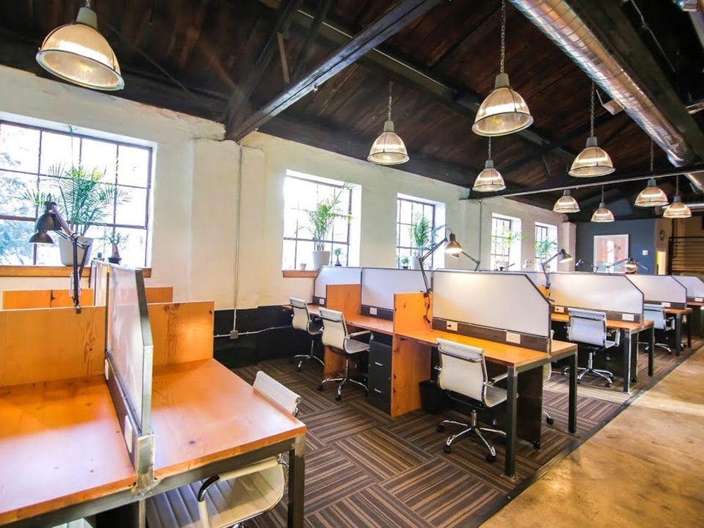 Open-plan office workspace
